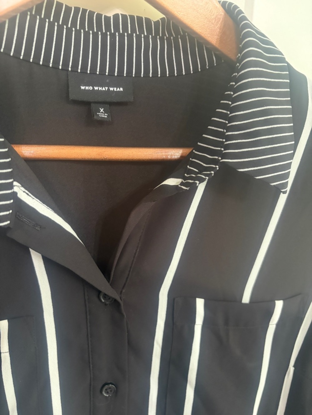 Who What Wear Black and White  Stripe Long Sleeve Shirt Dress size X or XL - Picture 2 of 8